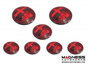 Alfa Romeo 4C Carbon Fiber Badge Cover Kit - Alfa Romeo Logo in Red